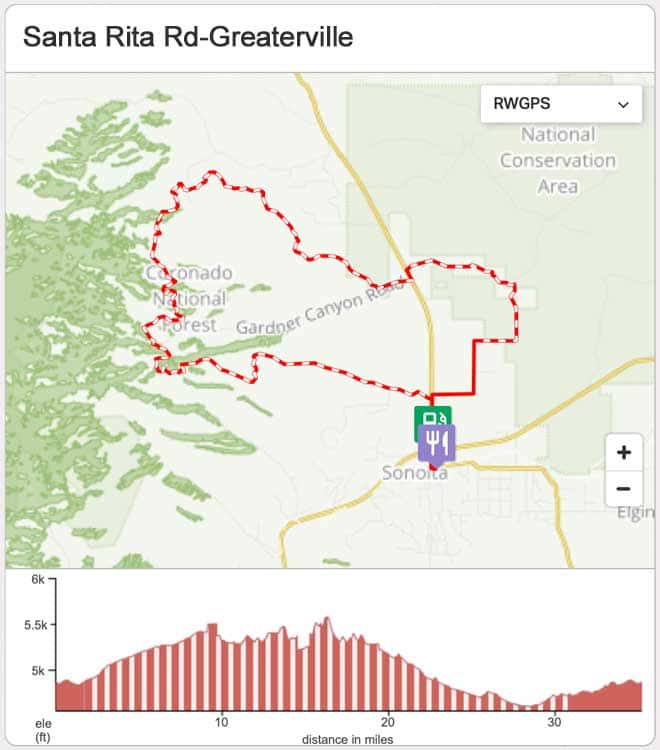 Santa Rita Rd-Greaterville Area Gravel Ride Map